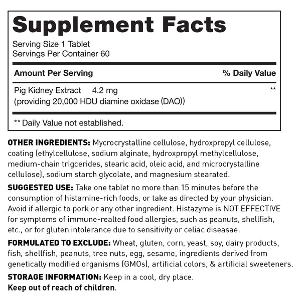 Histazyme supplement facts