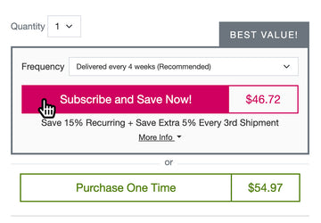 Select Subscribe and Save before adding item to cart