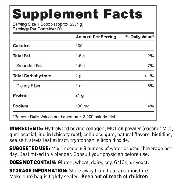Supplement Facts for Paleo Protein - Vanilla Bean 