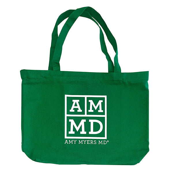 AMMD branded green canvas tote bag 