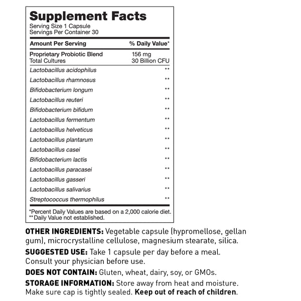 Probiotic 30 billion - Supplement Facts - Amy Myers MD®