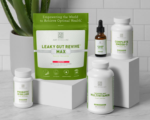 The Upgraded Autoimmune Solution Program Products - Complete Omega-3, Vitamin D3/K2, Probiotic 30 Billion, Leaky Gut Revive Max, The Myers Way® Multivitamin