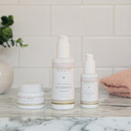 Essential Beauty Kit - Bottles of Replenishing Vitamin C Cleanser,  Hydrating Ceramide Cream, Age-Defying Hyaluronic Acid Serum - Featured Image - Amy Myers MD®