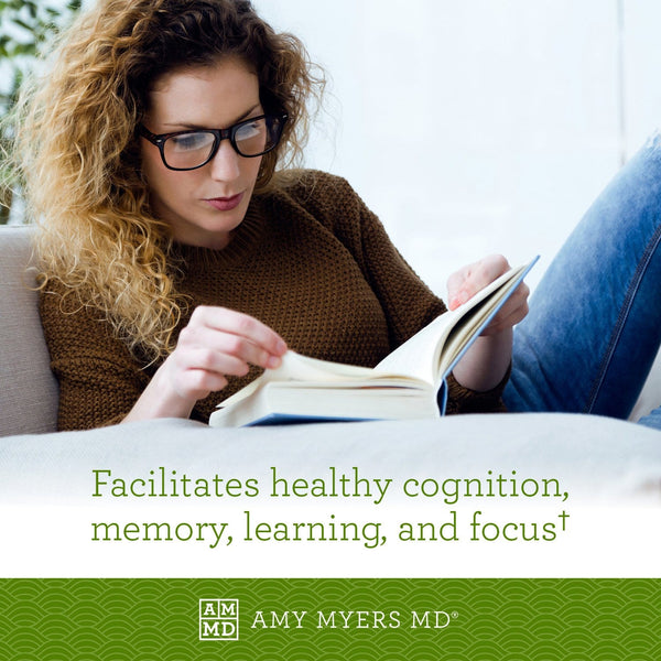 Woman reading - NeuroCalm Mag Magnesium Threonate facilitates health cognition, memory, learning, and focus - Amy Myers MD®