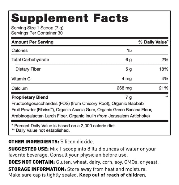 Prebiotic Fiber Complete™ - Supplement facts - Amy Myers MD®
