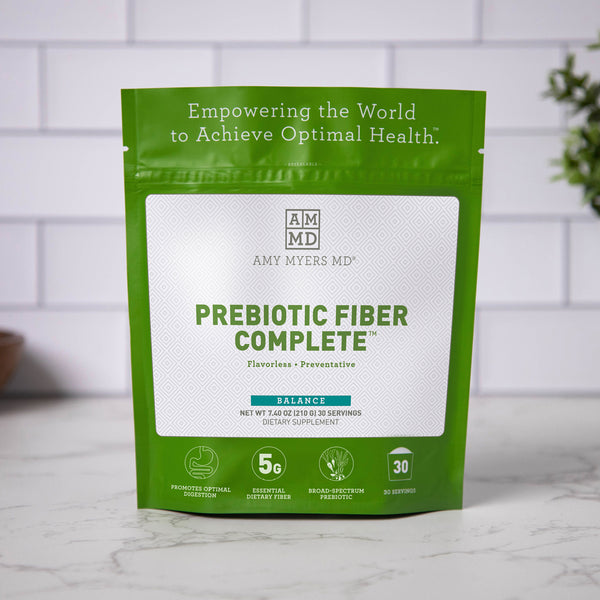 A bag of Prebiotic Fiber Complete™ product packaging - Amy Myers MD®