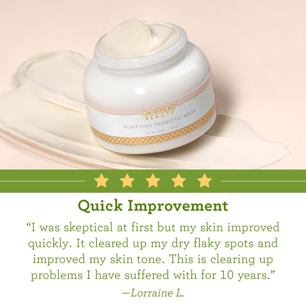An open bottle of travel sized Purifying Probiotic Mask - Review Image - Amy Myers MD®
