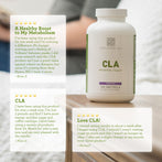 A bottle of CLA Metabolism Support on a nightstand with reviews - Reviews Image - Amy Myers MD®